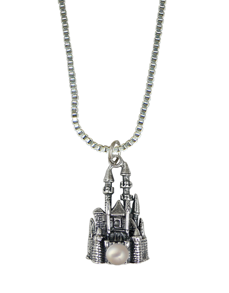 Sterling Silver 3D Queen's Castle Charm With Cultured Freshwater Pearl